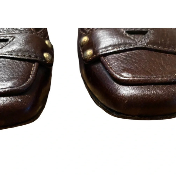 Authentic Burberry Italy Leather Brown High Heel Loafer Shoes - Picture 5 of 15